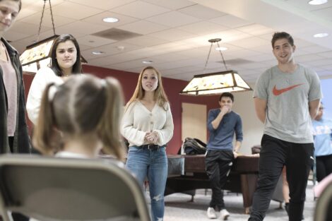 Lafayette students discuss skit with students