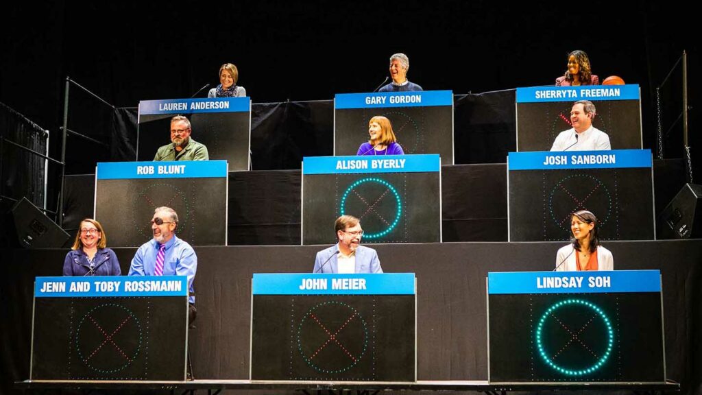 President Byerly and several faculty members participated in the President's Challenge in 2020, which was inspired by the Hollywood Squares quiz show.