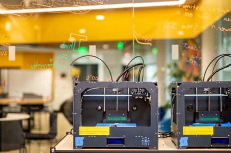 3D printers sit in the new Dyer Center Maker Space