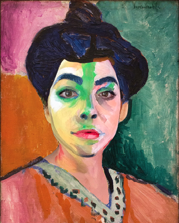 Liz Scinto ’21 as Henri Matisse’s Green Stripe, 1905, oil on canvas, Statens Museum for Kunst, Copenhagen.