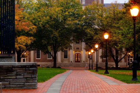 Lamps light the path to Markle Hall