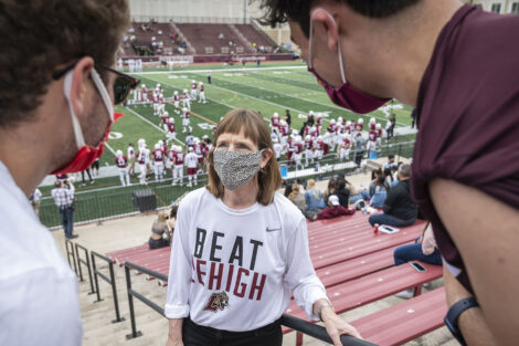 Lafayette College President Alison Byerly chats with students Rivalry 156jpg