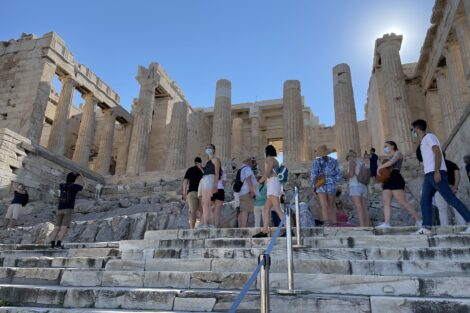 Study Abroad students visit the Parthenon in Greece, Summer 2021