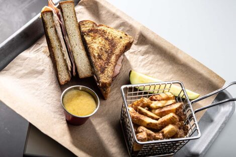 Trolley Stop's Monte Cristo sandwich with French fries