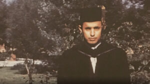 Rashid Abdu ’56 in cap and gown at Lafayette