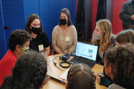 Leena Shevade's Civil Environmental Engineering students teach a water quality class as part of Connected Classrooms at Paxinosa Elementary School, Nov. 2021