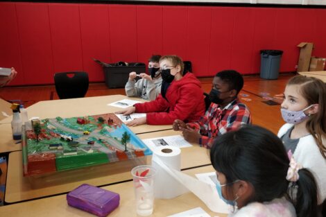 Leena Shevade's Civil Environmental Engineering students teach a water quality class as part of Connected Classrooms at Paxinosa Elementary School, Nov. 2021