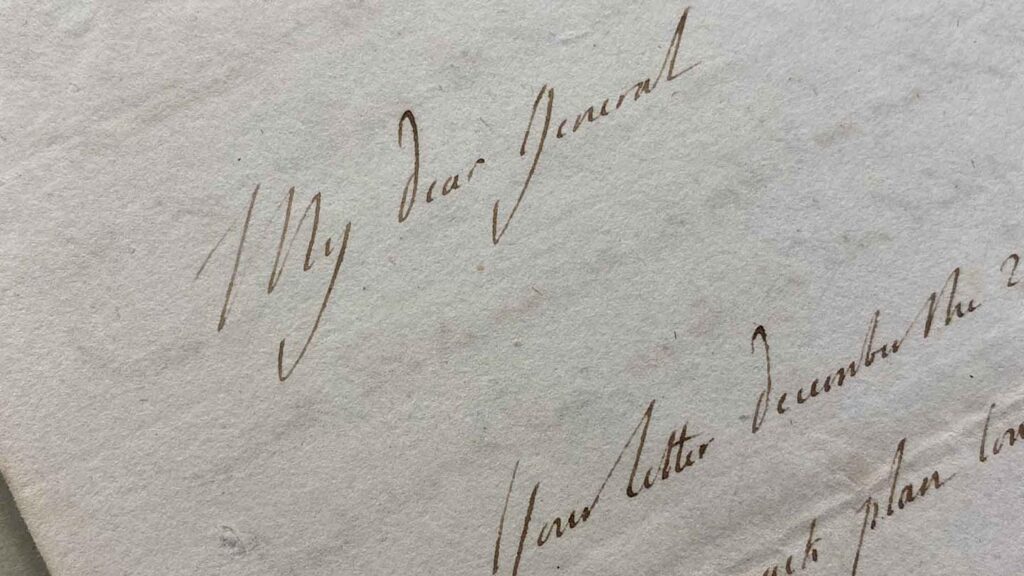 One of the many letters the Marquis de Lafayette sent to George Washington, which are preserved at Lafayette College.