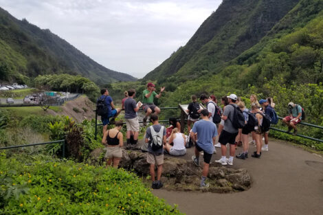 Study Abroad students in Hawaii learn about the Iao Valley in Maui