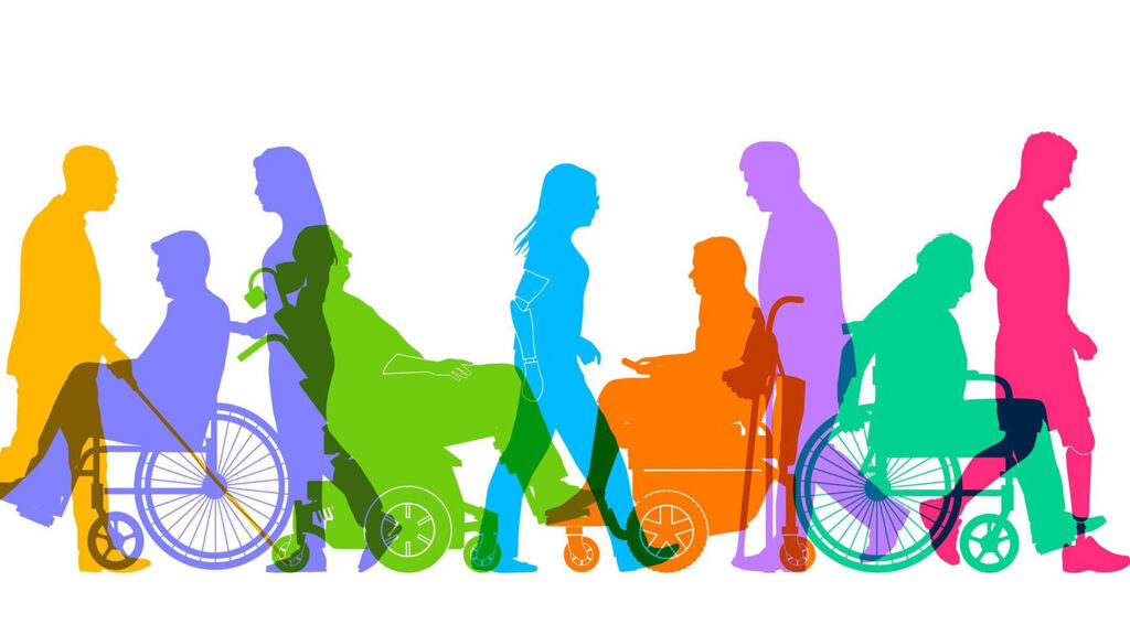 illustration of different people with different types of disabilities