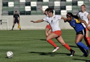 Ani Khachadourian '25, who was born hearing impaired, takes part in a U.S. Deaf Women's team game