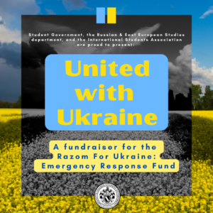 Instagram post with details on how to support Ukraine through the college