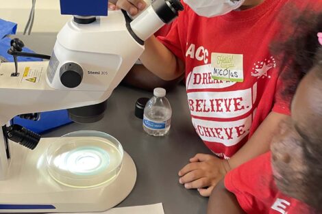 Easton kids using microscope