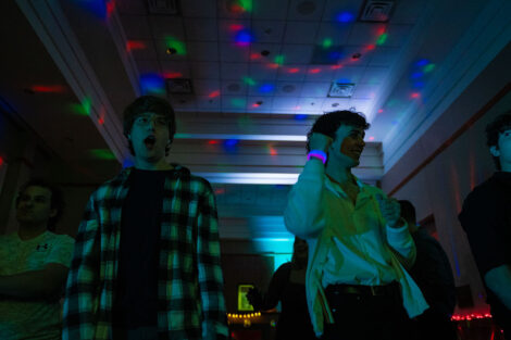 Students dance during the LGBTQIA+ formal.