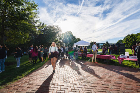 Students enjoy an outdoor event on the Quad.