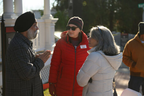 Community members speak outside of Portlock Black Cultural Center.