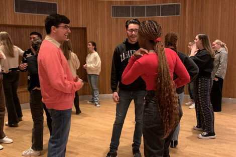 Students participate in a workshop at Shakespeare’s Globe.