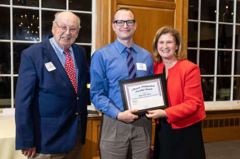 Walter Scott '59, Ryan Van Horn, and President Nicole Hurd..