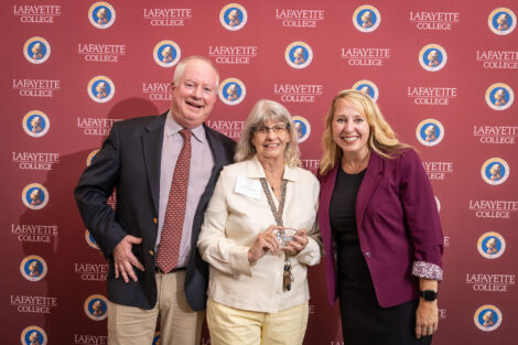 Lee Hoeting '73 is pictured with Michael Weisburger and Valerie Downing.