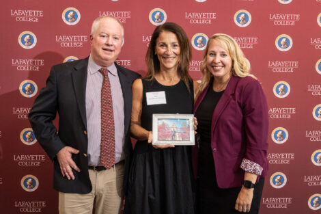 Paula A. Roscioli is pictured with Michael Weisburger and Valerie Downing.