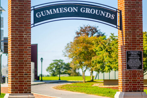 Gummeson Grounds archway is shown.