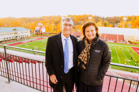 President Nicole Hurd was joined by Joseph J. Helble, president of Lehigh University, for a walk around Lafayette's campus