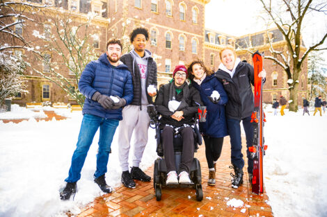 A group photos of students on the Quad.