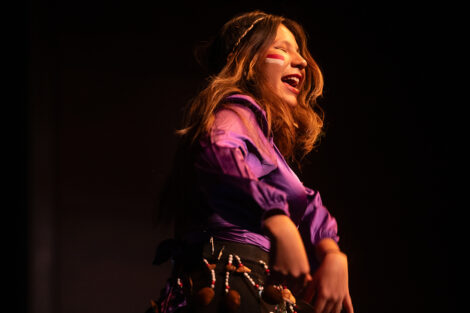 A student performs during the final event of Extravaganza.