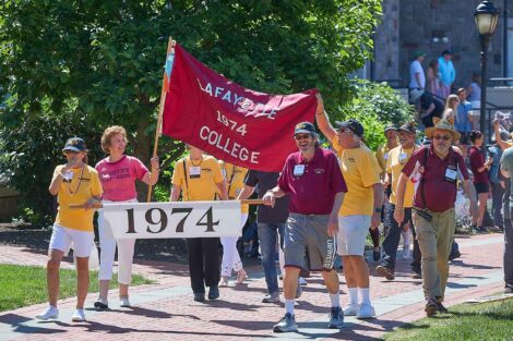 Alumni from the Class of 1974 are walking in the parade at Reunion.