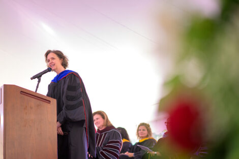 Provost Laura McGrane speaks