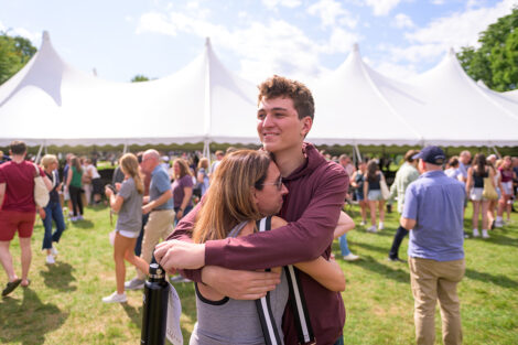 Family members hug