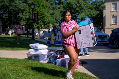 student moves in a box.