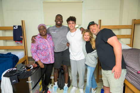 Families smile during move-in