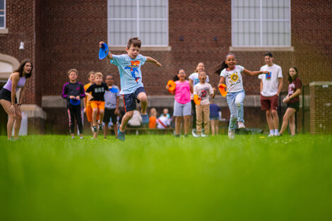 Children play outside