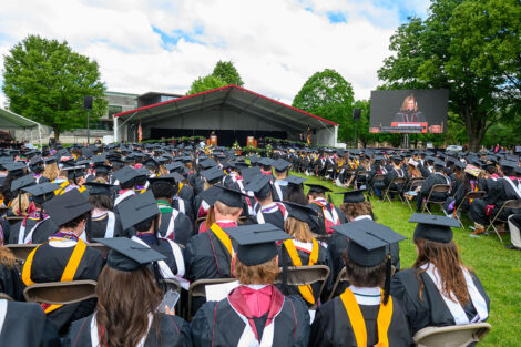 Rows of graduates at Commencement