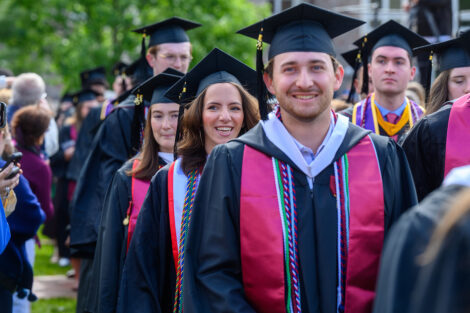 A row of graduates.