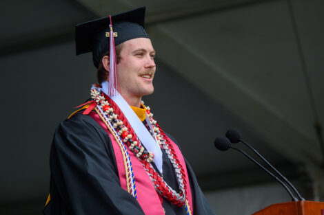 Tyler Roberts at the podium