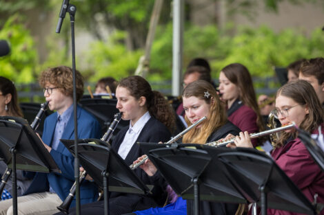 Members of the band playing.