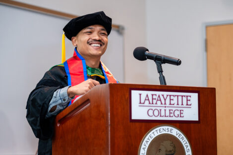 A student speaks at the AAPI celebration
