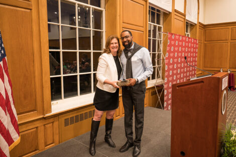 President Nicole Hurd with award winners at the Faculty and Staff Award ceremony.
