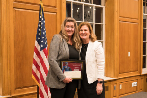 President Nicole Hurd with award winners at the Faculty and Staff Award ceremony.