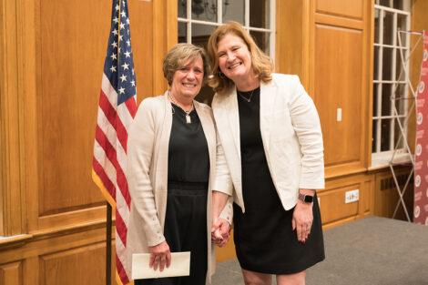 President Nicole Hurd with award winners at the Faculty and Staff Award ceremony.