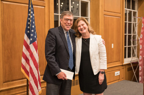 President Nicole Hurd with award winners at the Faculty and Staff Award ceremony.