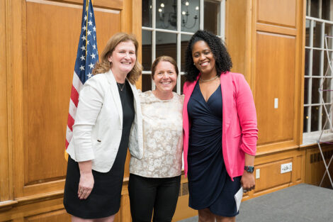 President Nicole Hurd with award winners at the Faculty and Staff Award ceremony.