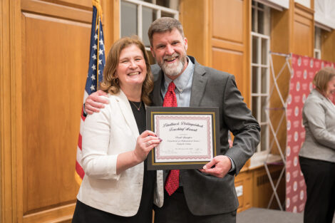 President Nicole Hurd with award winners at the Faculty and Staff Award ceremony.
