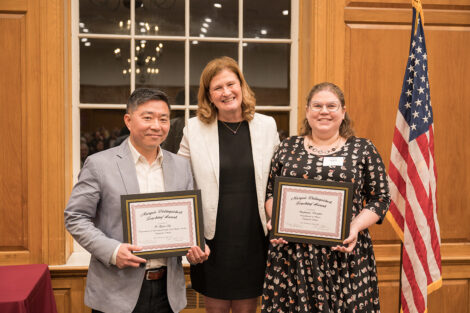 President Nicole Hurd with award winners at the Faculty and Staff Award ceremony.