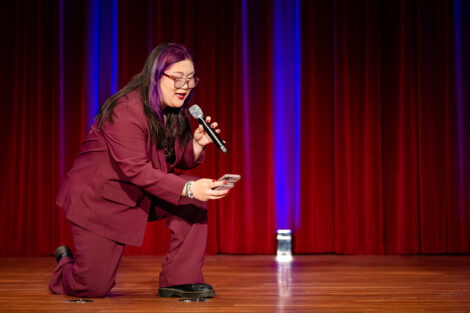 A student speaks at Baccalaureate