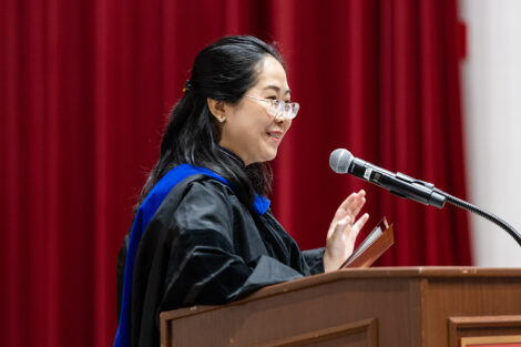 A speaker at the at the International Celebration.