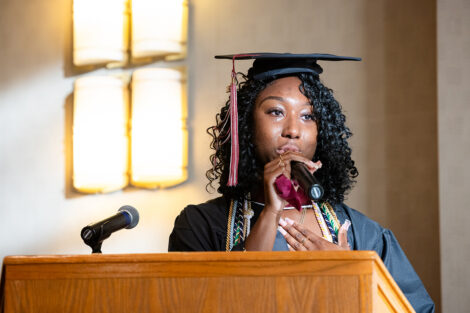 A person speaks at Posse celebration