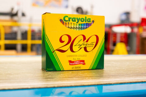 The Crayola Lafayette 200 anniversary box on a table.
